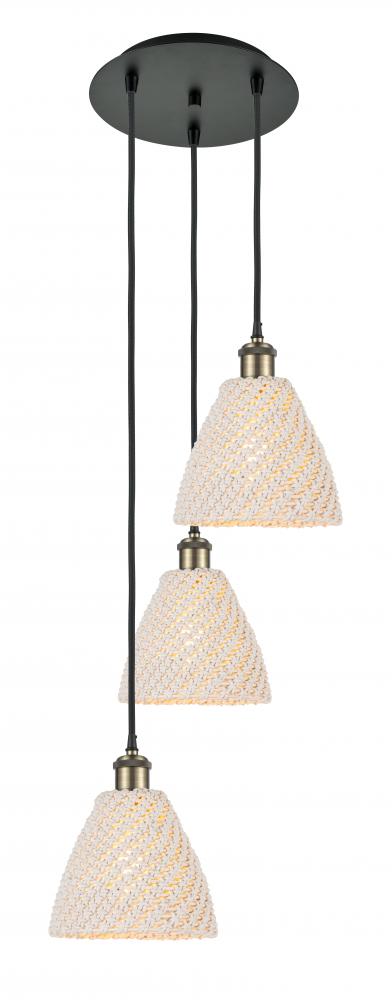 Bristol Natural - 3 Light - 15 inch - Black Antique Brass - Cord hung - Multi Pendant