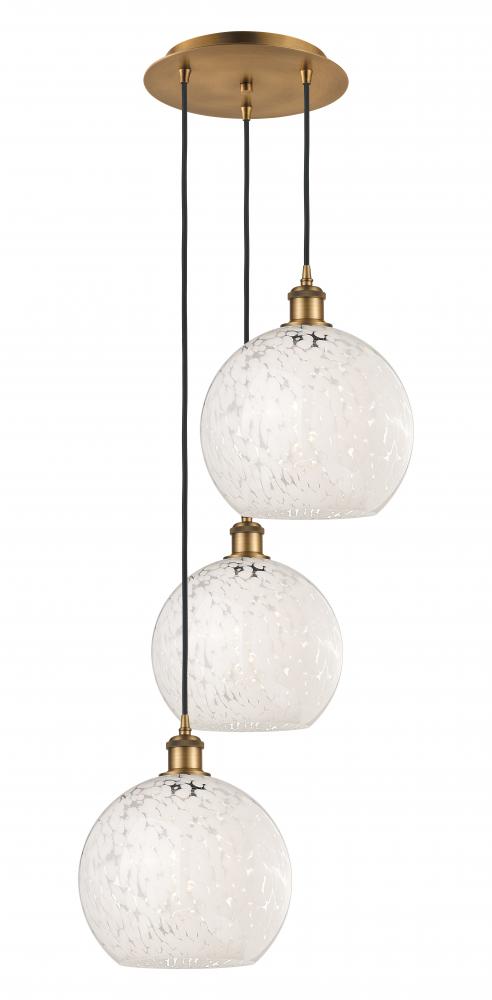 White Mouchette - 3 Light - 17 inch - Brushed Brass - Cord Hung - Multi Pendant