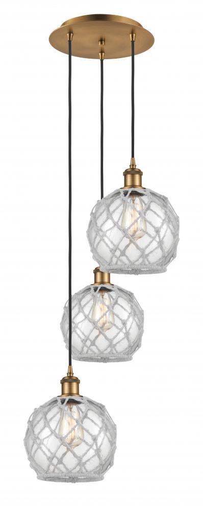 Farmhouse Rope - 3 Light - 15 inch - Brushed Brass - Cord Hung - Multi Pendant