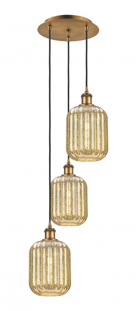 Preston Cylinder - 3 Light - 13 inch - Brushed Brass - Cord Hung - Multi Pendant