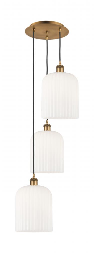 Bridal Veil - 3 Light - 12 inch - Brushed Brass - Cord Hung - Multi Pendant