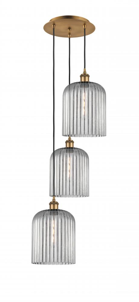 Bridal Veil - 3 Light - 12 inch - Brushed Brass - Cord Hung - Multi Pendant