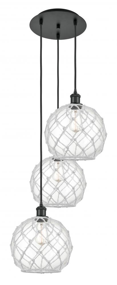 Farmhouse Rope - 3 Light - 17 inch - Matte Black - Cord Hung - Multi Pendant