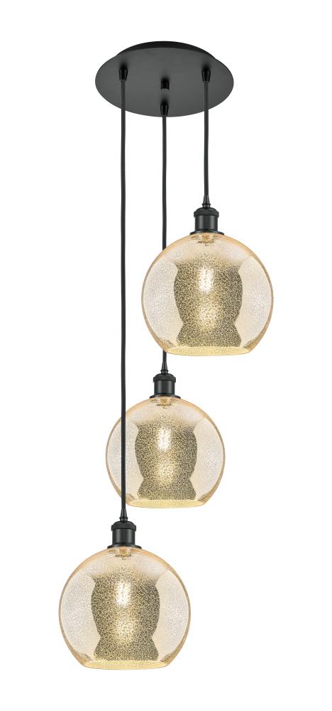 Athens - 3 Light - 17 inch - Matte Black - Cord Hung - Multi Pendant