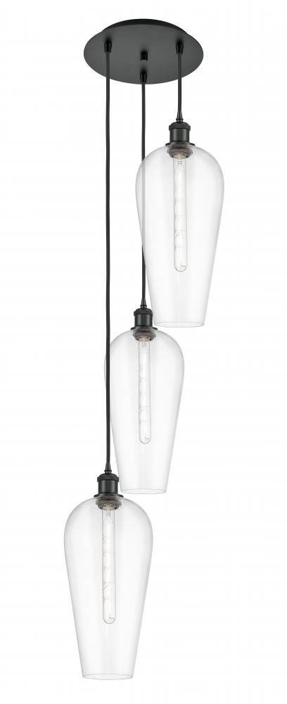 Chelsea - 3 Light - 15 inch - Matte Black - Cord Hung - Multi Pendant