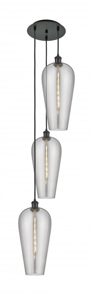 Chelsea - 3 Light - 15 inch - Matte Black - Cord Hung - Multi Pendant