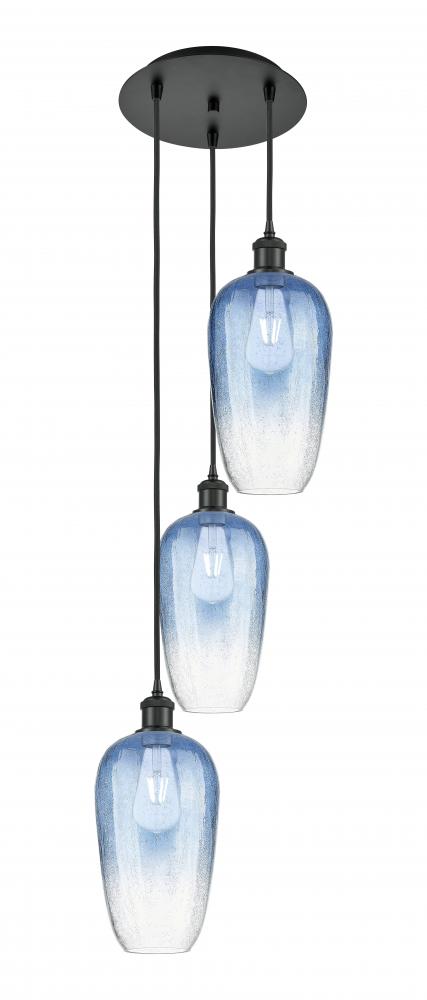 Brookhaven Flute - 3 Light - 14 inch - Matte Black - Cord Hung - Multi Pendant