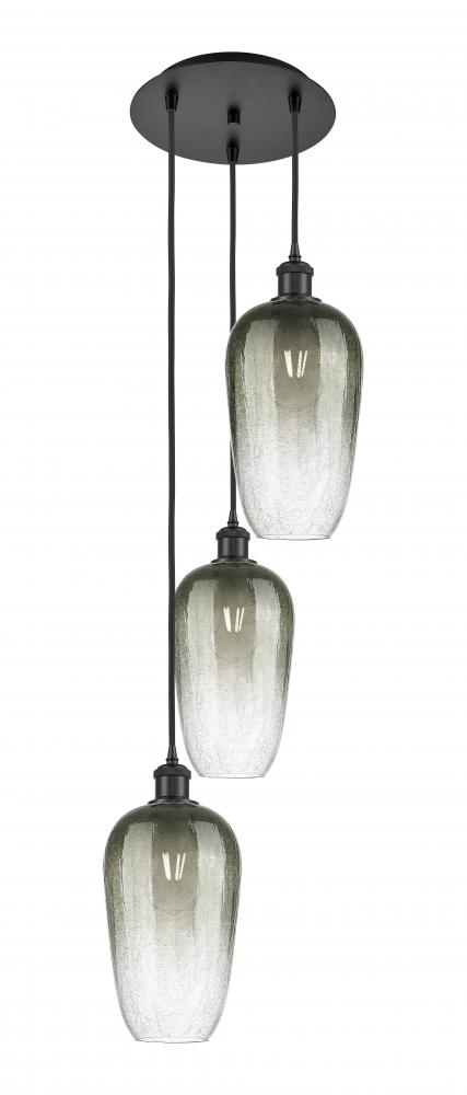 Brookhaven Flute - 3 Light - 14 inch - Matte Black - Cord Hung - Multi Pendant