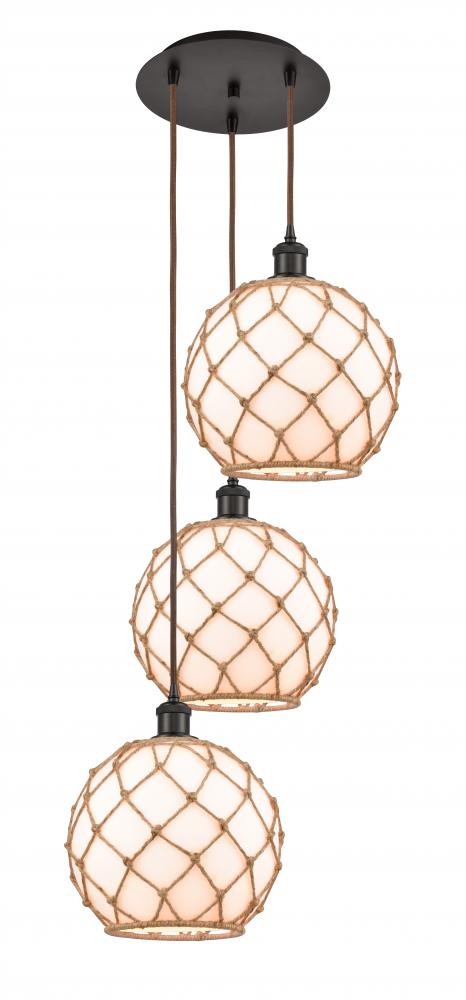 Farmhouse Rope - 3 Light - 17 inch - Oil Rubbed Bronze - Cord Hung - Multi Pendant
