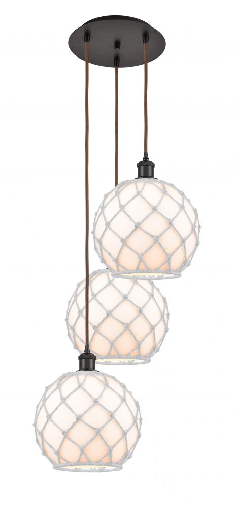 Farmhouse Rope - 3 Light - 17 inch - Oil Rubbed Bronze - Cord Hung - Multi Pendant