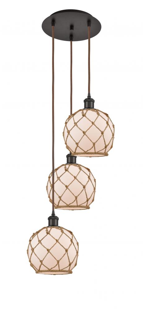 Farmhouse Rope - 3 Light - 15 inch - Oil Rubbed Bronze - Cord Hung - Multi Pendant