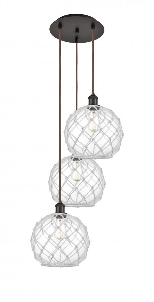 Farmhouse Rope - 3 Light - 17 inch - Oil Rubbed Bronze - Cord Hung - Multi Pendant