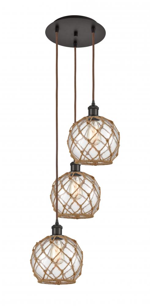 Farmhouse Rope - 3 Light - 15 inch - Oil Rubbed Bronze - Cord Hung - Multi Pendant