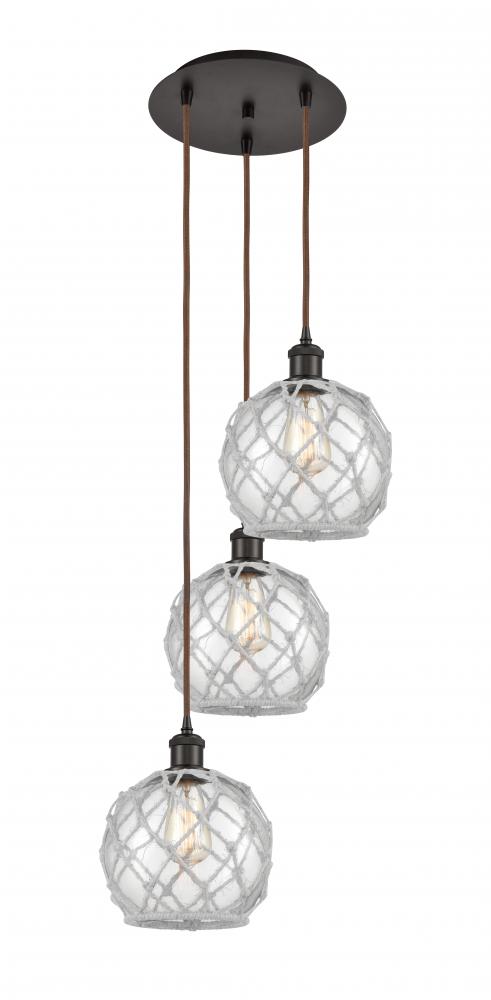Farmhouse Rope - 3 Light - 15 inch - Oil Rubbed Bronze - Cord Hung - Multi Pendant