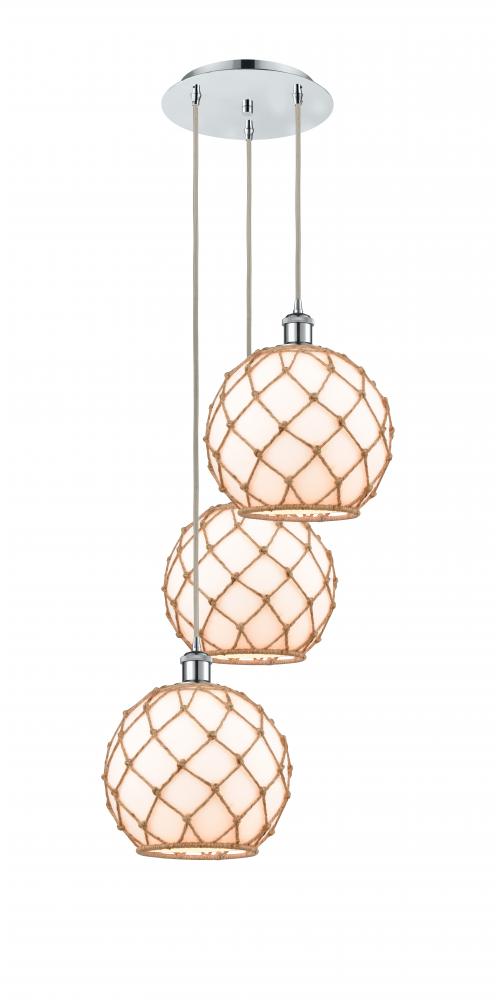 Farmhouse Rope - 3 Light - 17 inch - Polished Chrome - Cord Hung - Multi Pendant