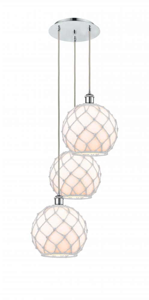 Farmhouse Rope - 3 Light - 17 inch - Polished Chrome - Cord Hung - Multi Pendant