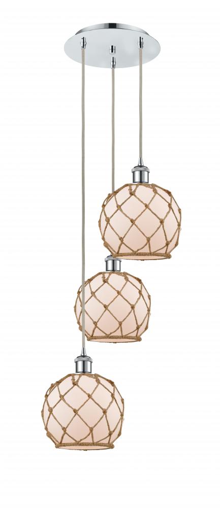 Farmhouse Rope - 3 Light - 15 inch - Polished Chrome - Cord Hung - Multi Pendant