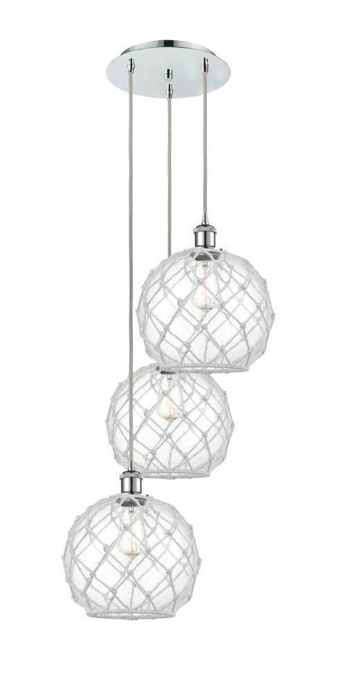 Farmhouse Rope - 3 Light - 17 inch - Polished Chrome - Cord Hung - Multi Pendant