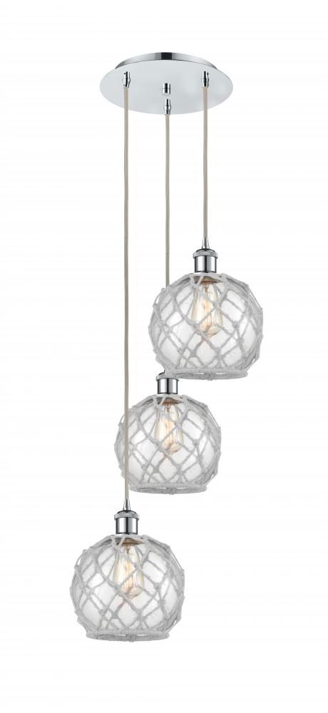 Farmhouse Rope - 3 Light - 15 inch - Polished Chrome - Cord Hung - Multi Pendant