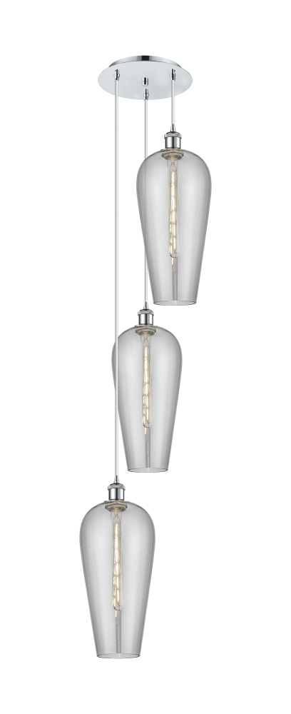 Chelsea - 3 Light - 15 inch - Polished Chrome - Cord Hung - Multi Pendant