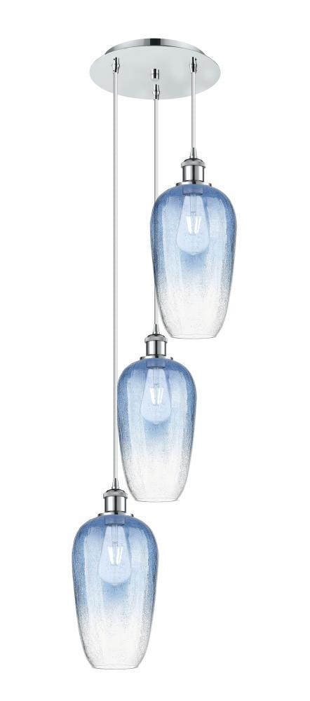 Brookhaven Flute - 3 Light - 14 inch - Polished Chrome - Cord Hung - Multi Pendant