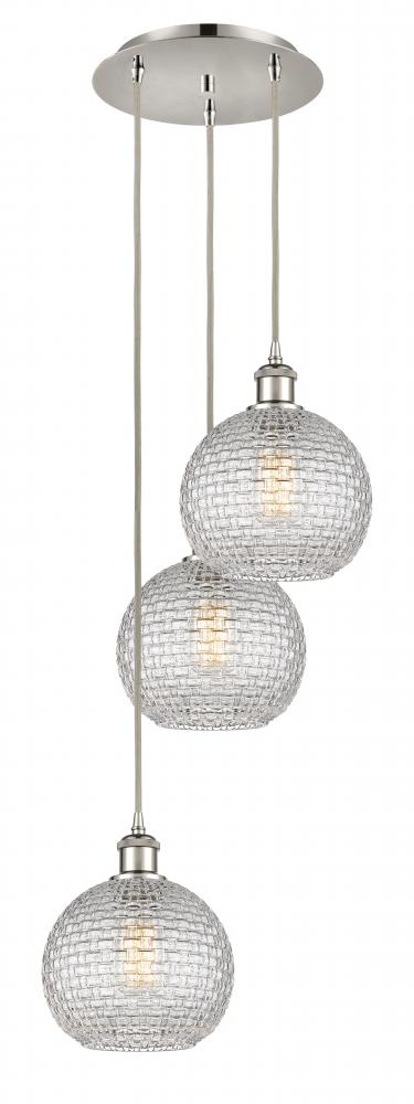 Athens - 3 Light - 15 inch - Polished Nickel - Cord Hung - Multi Pendant
