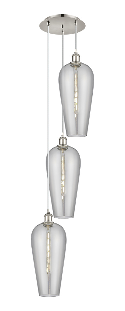 Chelsea - 3 Light - 15 inch - Polished Nickel - Cord Hung - Multi Pendant