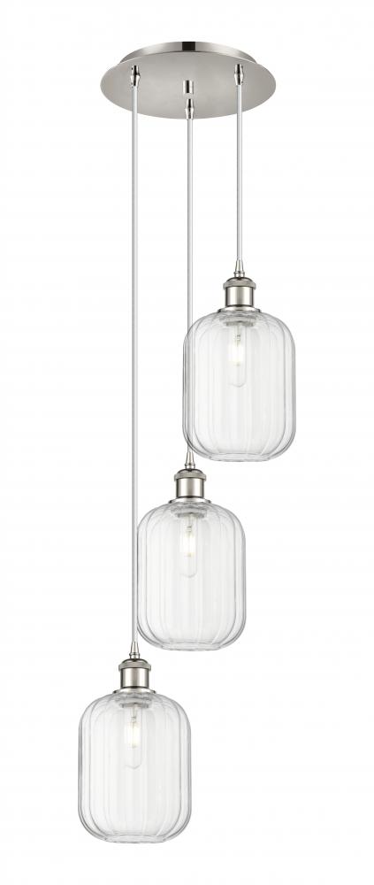 Preston Cylinder - 3 Light - 13 inch - Polished Nickel - Cord Hung - Multi Pendant