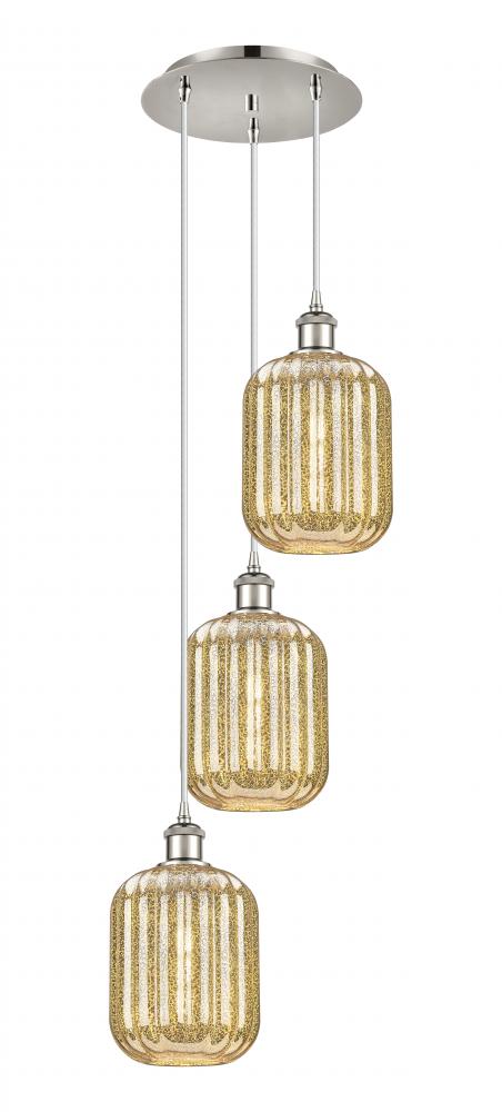 Preston Cylinder - 3 Light - 13 inch - Polished Nickel - Cord Hung - Multi Pendant