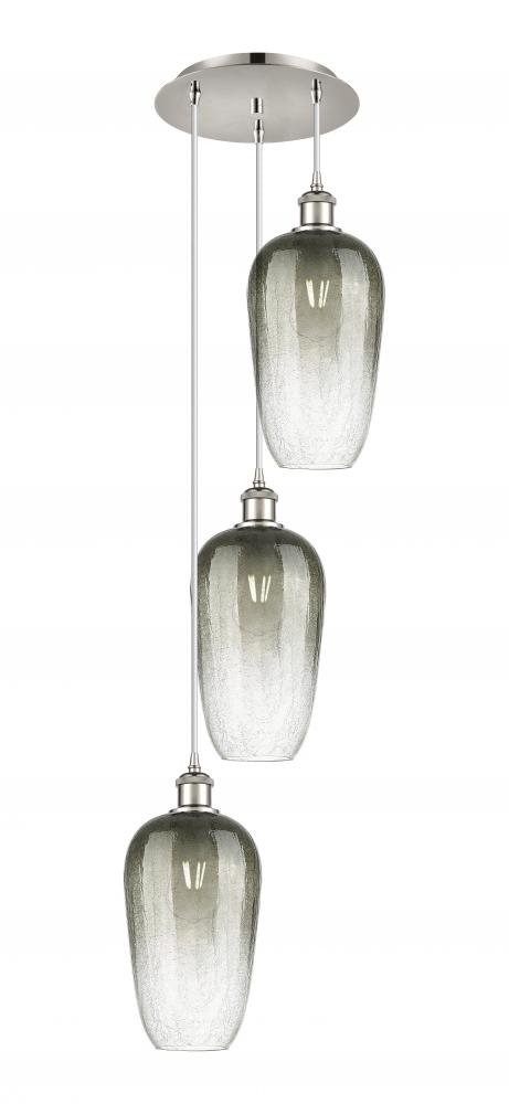 Brookhaven Flute - 3 Light - 14 inch - Polished Nickel - Cord Hung - Multi Pendant