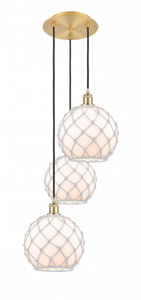 Farmhouse Rope - 3 Light - 17 inch - Satin Gold - Cord Hung - Multi Pendant