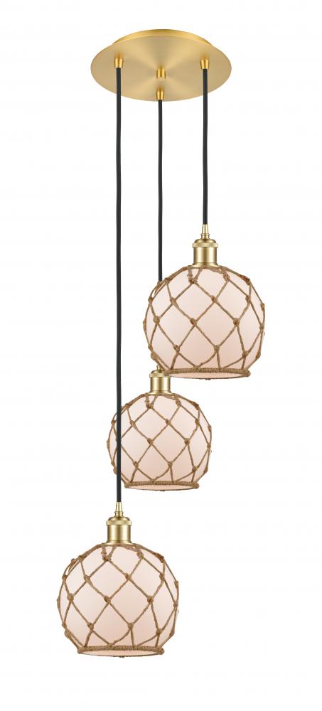 Farmhouse Rope - 3 Light - 15 inch - Satin Gold - Cord Hung - Multi Pendant
