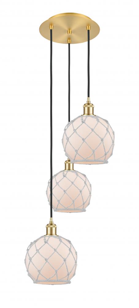 Farmhouse Rope - 3 Light - 15 inch - Satin Gold - Cord Hung - Multi Pendant