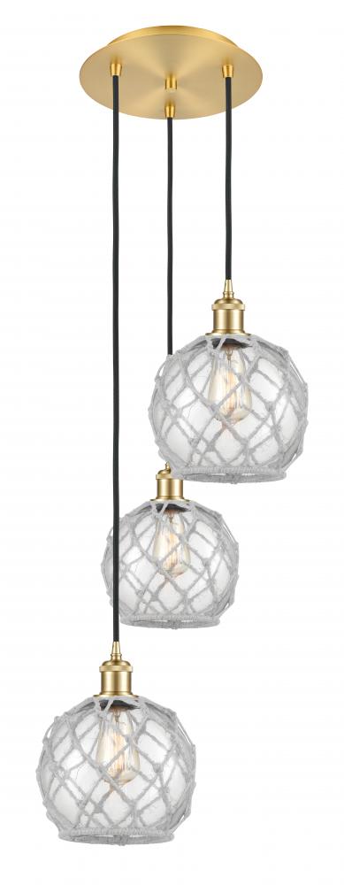 Farmhouse Rope - 3 Light - 15 inch - Satin Gold - Cord Hung - Multi Pendant