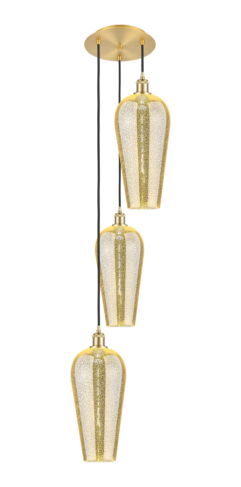 Chelsea - 3 Light - 15 inch - Satin Gold - Cord Hung - Multi Pendant