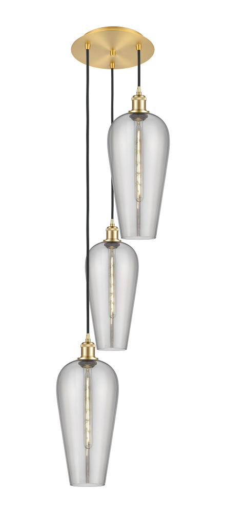 Chelsea - 3 Light - 15 inch - Satin Gold - Cord Hung - Multi Pendant