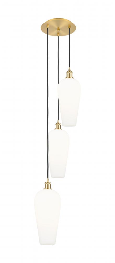 Chelsea - 3 Light - 15 inch - Satin Gold - Cord Hung - Multi Pendant