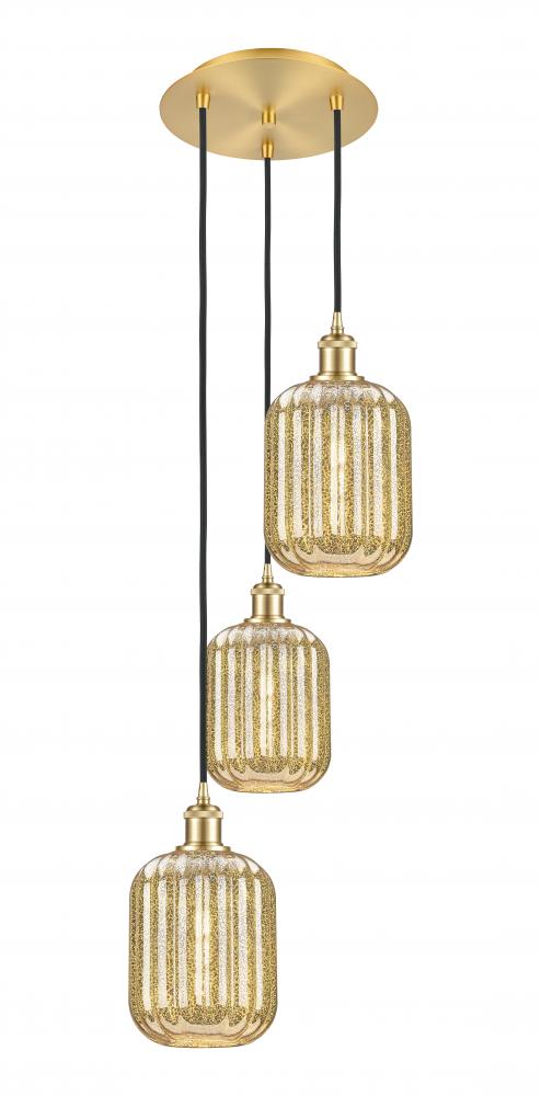Preston Cylinder - 3 Light - 13 inch - Satin Gold - Cord Hung - Multi Pendant