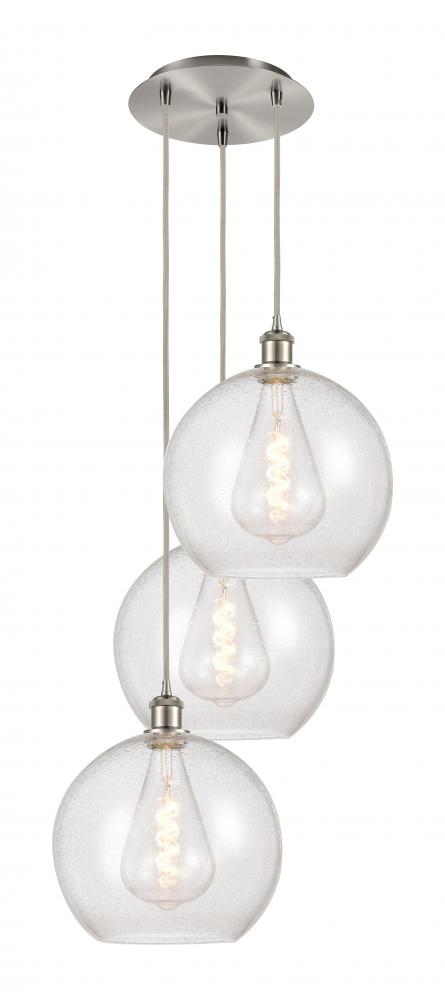 Athens - 3 Light - 18 inch - Brushed Satin Nickel - Cord Hung - Multi Pendant
