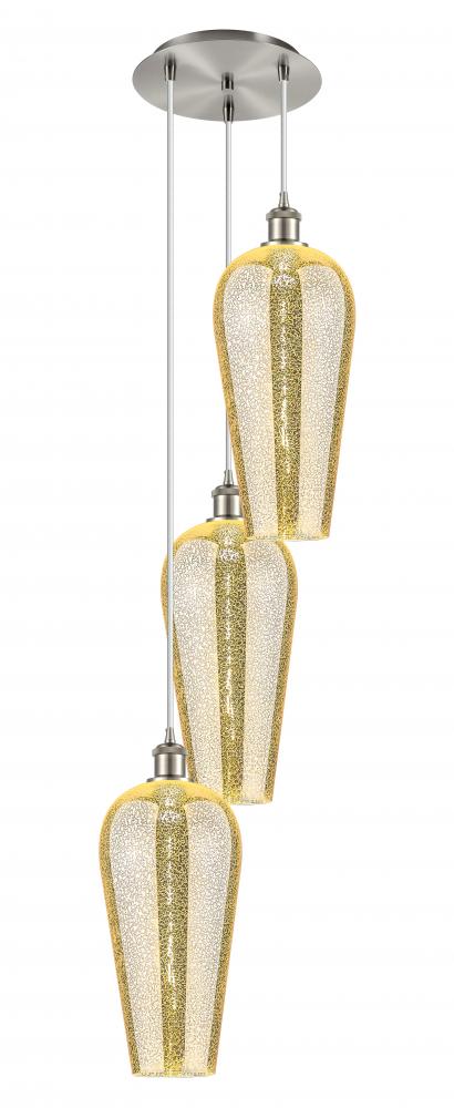 Chelsea - 3 Light - 15 inch - Brushed Satin Nickel - Cord Hung - Multi Pendant