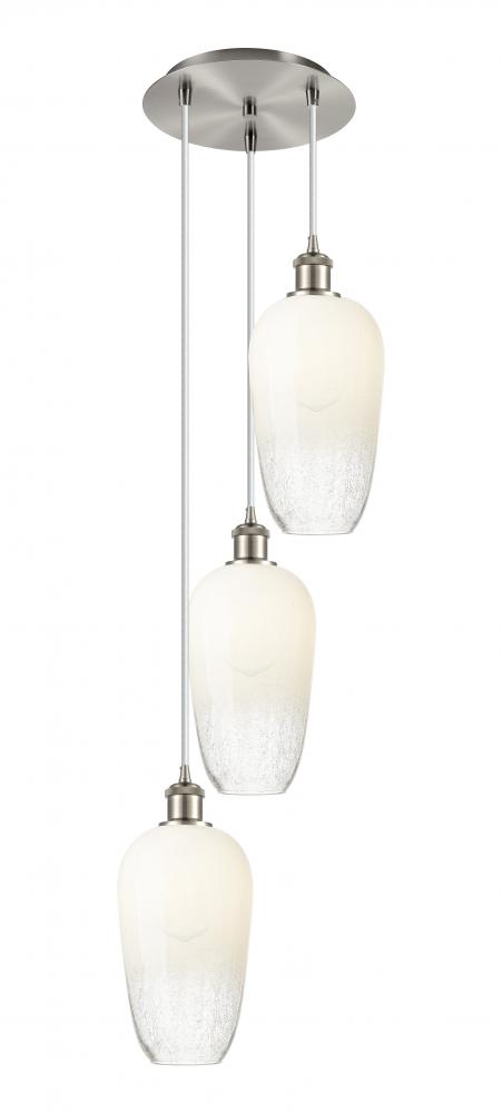 Brookhaven Flute - 3 Light - 14 inch - Brushed Satin Nickel - Cord Hung - Multi Pendant