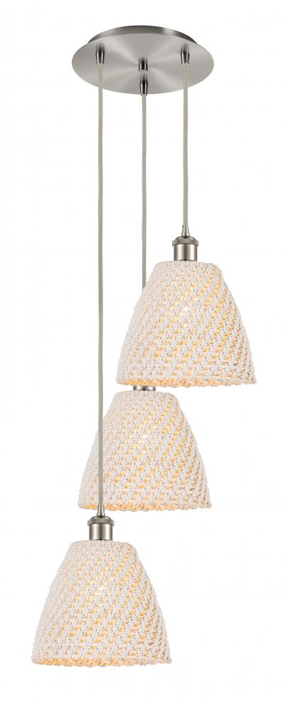 Bristol Natural - 3 Light - 19 inch - Brushed Satin Nickel - Cord hung - Multi Pendant