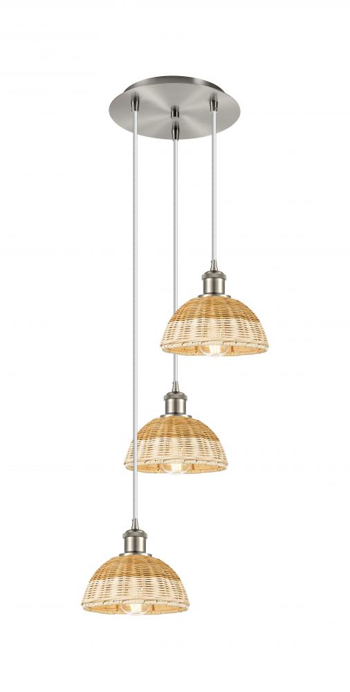 Bristol Natural II - 3 Light - 14 inch - Brushed Satin Nickel - Cord Hung - Multi Pendant