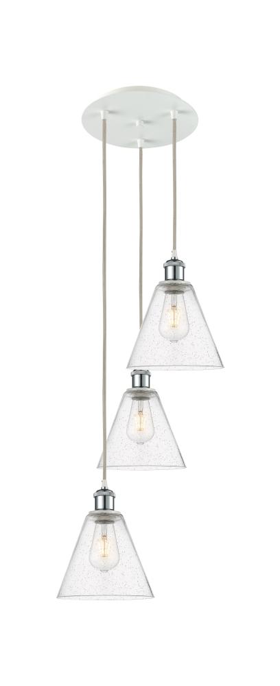 Berkshire - 3 Light - 15 inch - White Polished Chrome - Cord Hung - Multi Pendant