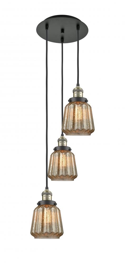 Chatham - 3 Light - 14 inch - Black Antique Brass - Cord hung - Multi Pendant