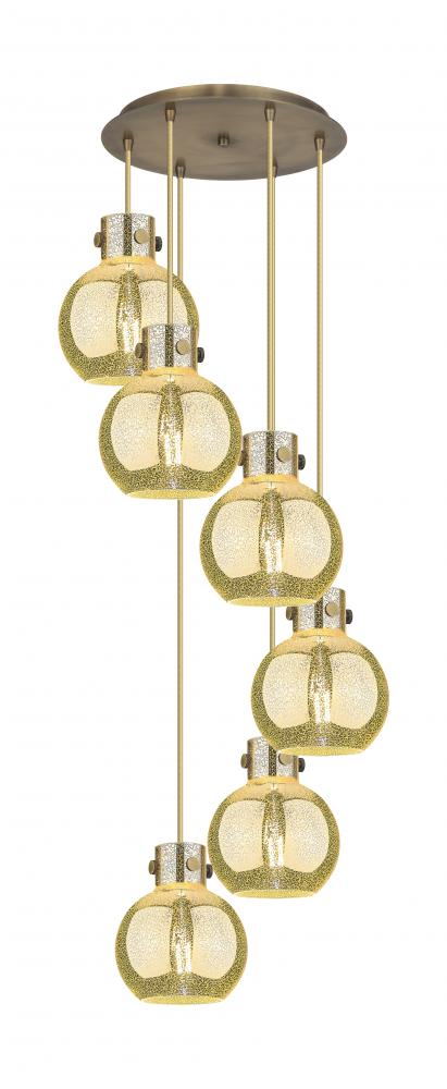 Newton Sphere - 6 Light - 19 inch - Brushed Brass - Cord hung - Multi Pendant