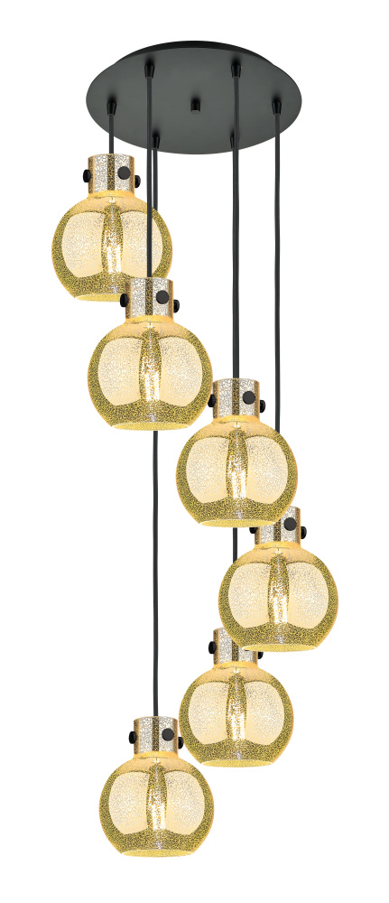 Newton Sphere - 6 Light - 19 inch - Matte Black - Cord hung - Multi Pendant