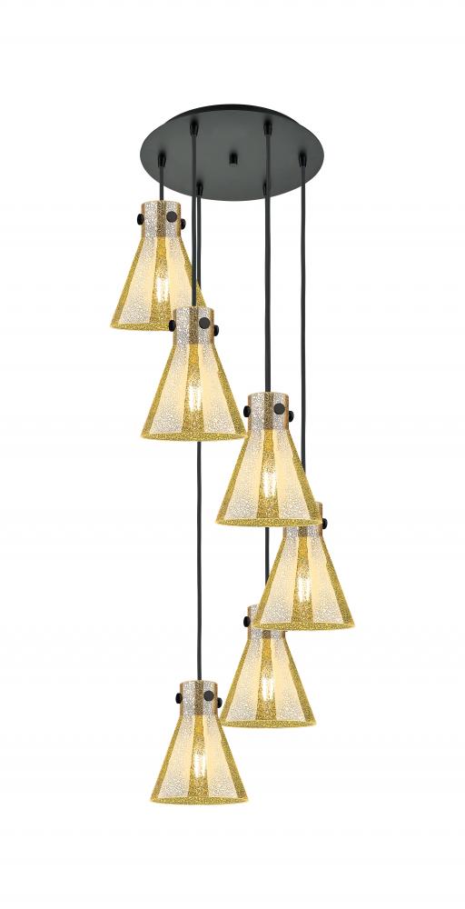 Newton Cone - 6 Light - 19 inch - Matte Black - Multi Pendant