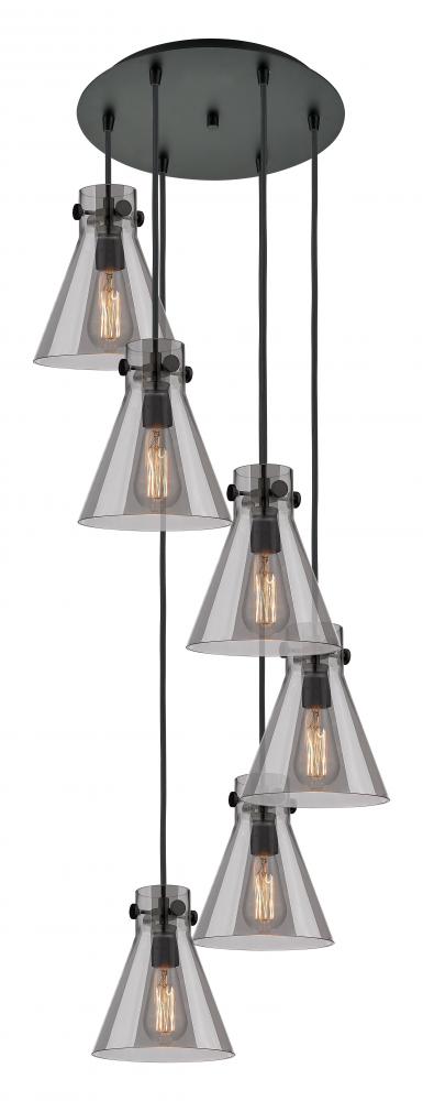 Newton Cone - 6 Light - 19 inch - Matte Black - Multi Pendant
