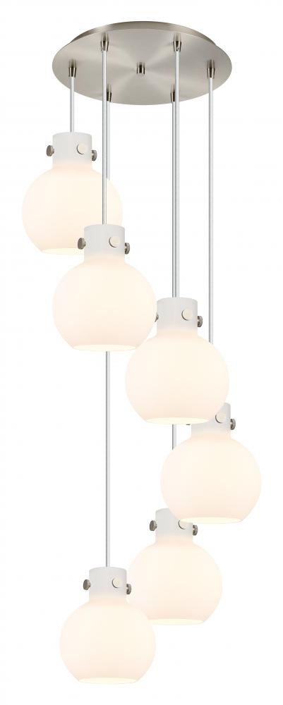Newton Sphere - 6 Light - 19 inch - Brushed Satin Nickel - Cord hung - Multi Pendant